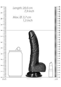 Curved Realistic Dildo with Balls and Suction Cup - 7&quot; / 18 cm