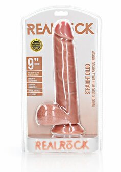 Straight Realistic Dildo with Balls and Suction Cup - 9&quot; / 23 cm