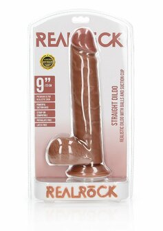 Straight Realistic Dildo with Balls and Suction Cup - 9&quot; / 23 cm