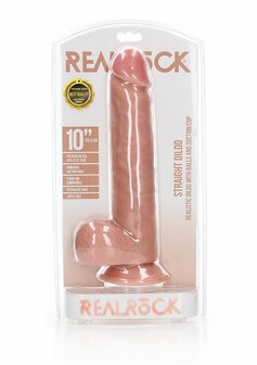 Straight Realistic Dildo with Balls and Suction Cup - 10&quot; / 25,5 cm