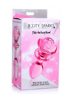 Pink Rose - Glass Butt Plug - Medium