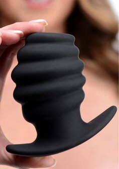 Hive Ass Tunnel - Silicone Ribbed Hollow Anal Plug - Large