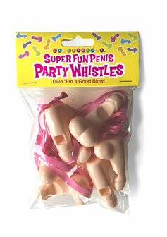 Super Fun Penis Party Whistles, 6 Pack