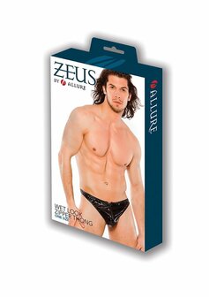 Wetlook Thong with Zipper - One Size O/S