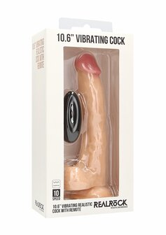 Vibrating Realistic Cock with Scrotum - 10&quot; / 25 cm
