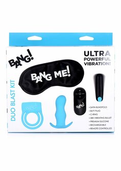 Duo Blast Kit - Cockring, Butt Plug, Bullet Vibrator and Blindfold