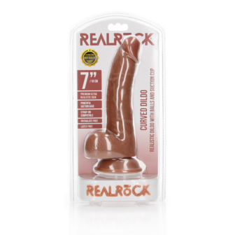 Curved Realistic Dildo with Balls and Suction Cup - 7 / 18 cm