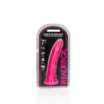 Slim Realistisch Dildo met Zuignap - Glow in the Dark - 7&#039;&#039; / 18 cm