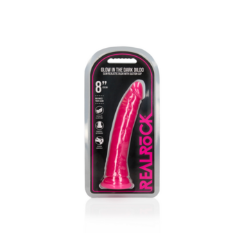 Slim Realistic Dildo with Suction Cup - Glow in the Dark - 8&#039;&#039; / 20 cm