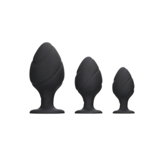 Swirled Butt Plug Set - Black