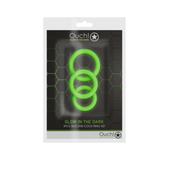 Cockring Set - Glow in the Dark - 3 Pieces