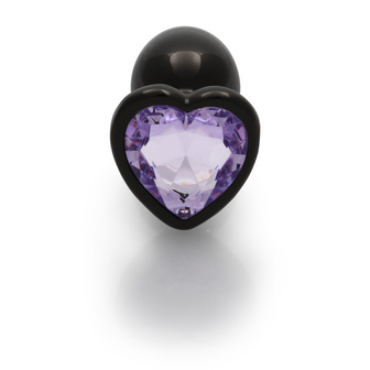 Heart Gem Butt Plug - Klein - Gunmetal/Amethyst Paars