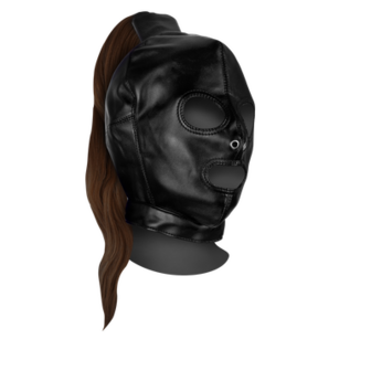 Mask with Brown Ponytail - Black