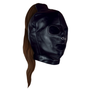 Mask with Brown Ponytail - Black