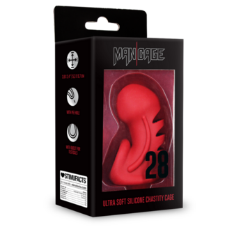 Model 28 - Ultra Soft Silicone Chastity Cage - Red