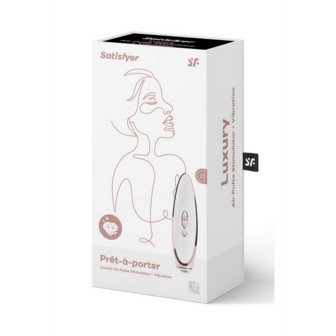 Pr&ecirc;t-&aacute;-Porter - Luxe Luchtpulser Stimulator en Vibratie - Wit/Roze Goud