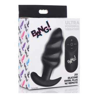 Vibrating Silicone Swirl Butt Plug with Remote Control