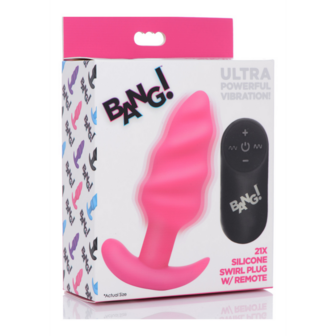 Vibrating Silicone Swirl Butt Plug with Remote Control