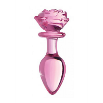 Pink Rose - Glass Butt Plug - Large