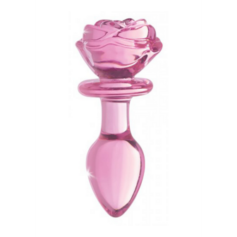 Pink Rose - Glass Butt Plug - Medium