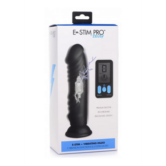 Vibrating and E-Stim Silicone Dildo + Remote Control