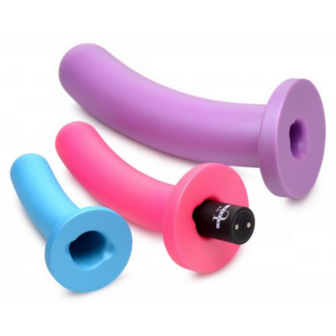 Triple Peg - Vibrating Silicone Dildo Set with Remote Control