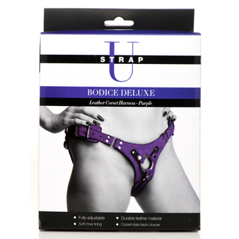 Bodice Deluxe - Leather Corset Harness - Purple