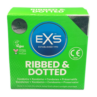 EXS Ribbed Dotted and Flared - Condoms - 3 Pieces