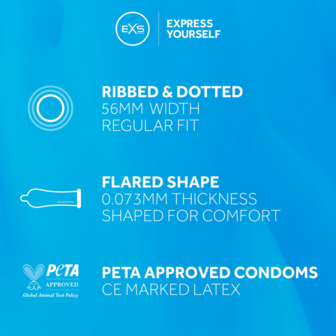 EXS Ribbed Dotted and Flared - Condoms - 3 Pieces