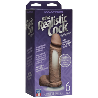 Realistic Cock with Balls - Removable Vac-U-Lock Suction Cup - ULTRASKYN - 6 / 16 cm - Caramel