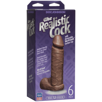 Realistische Cock met Ballen - Verwijderbare Vac-U-Lock Zuignap - 6 / 16 cm - Karamel