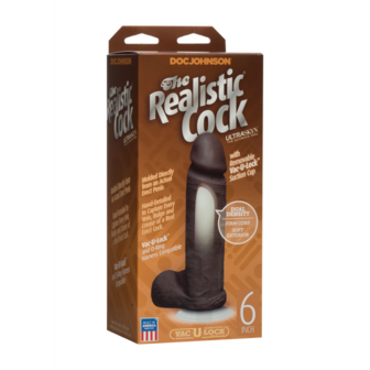 Realistische Cock met Ballen - Verwijderbare VacULock Zuignap - ULTRASKYN - 6 / 16 cm - Chocolade