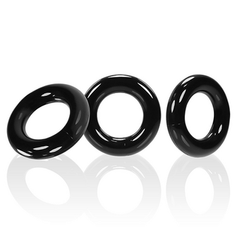 Willy Rings - 3-pack Rekbare Cockringen - Zwart