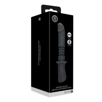 Handheld Vibrerende en Duwende Seksmachine - Zwart