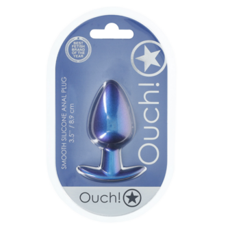 Zachte Siliconen Anale Plug - Groot - 3,5 / 8,9 cm - Metallic Blauw