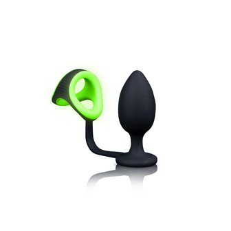 Butt Plug with Cockring  Ball Strap - Glow in the Dark