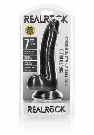 Curved Realistic Dildo with Balls and Suction Cup - 7" / 18 cm