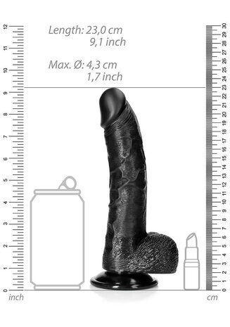 Curved Realistic Dildo with Balls and Suction Cup - 8" / 20,5 cm