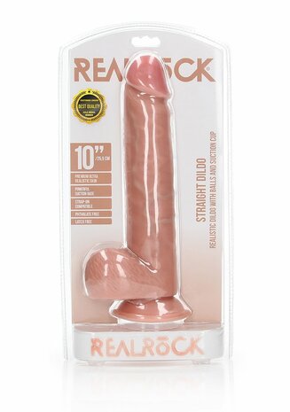 Straight Realistic Dildo with Balls and Suction Cup - 10" / 25,5 cm