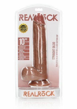 Straight Realistic Dildo with Balls and Suction Cup - 10" / 25,5 cm