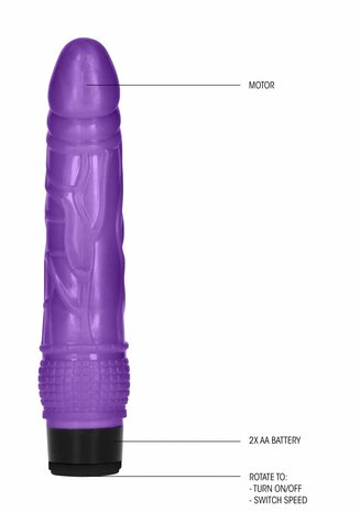 Thin Realistic Dildo Vibrator - 8" / 20 cm