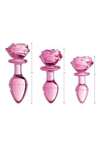 Pink Rose - Glass Butt Plug - Large