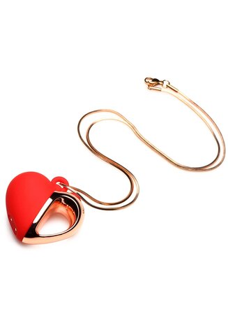 Vibrating Silicone Heart Necklace - Red
