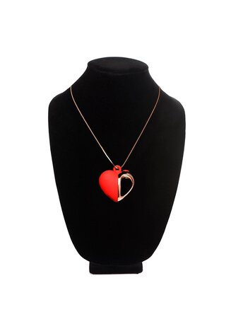 Vibrating Silicone Heart Necklace - Red