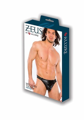 Wetlook Thong with Snap Front Opening - One Size O/S
