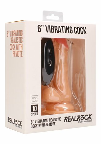 Vibrating Realistic Cock with Scrotum - 6" / 15 cm