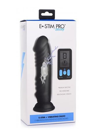 Vibrating and E-Stim Silicone Dildo + Remote Control