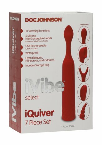 iQuiver - Small Vibrator with 6 Interchangeable Attachments