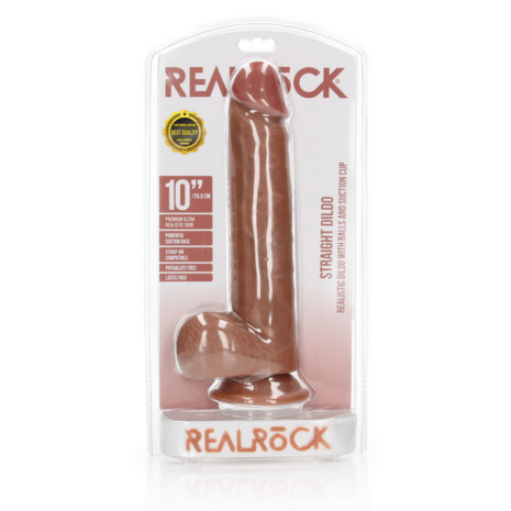 Straight Realistic Dildo with Balls and Suction Cup - 10 / 25,5 cm