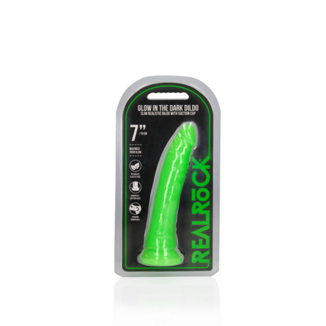 Slank Realistisch Dildo met Zuignap - Glow in the Dark - 7'' / 18 cm